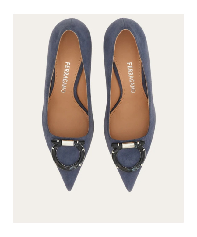 Ferragamo Maxi Gancini High Heels In Blue