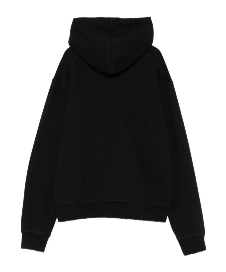 Dsquared2 Cotton Hoodie With Logo And Drawstring In Black