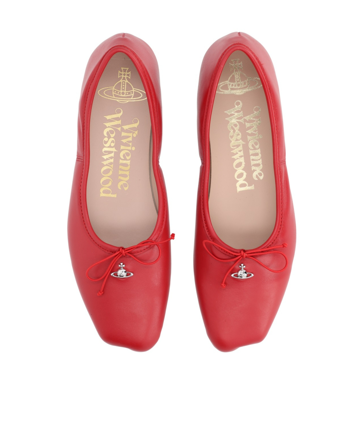 Vivienne Westwood Brigitte Orb-plaque Ballerina Shoes In Red