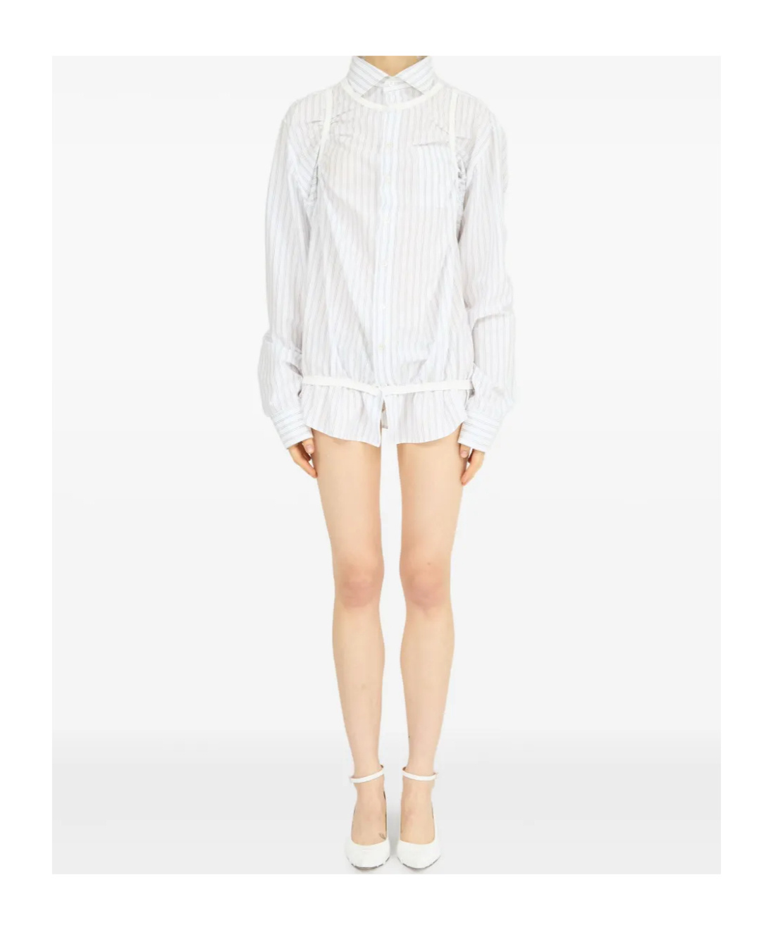 Maison Margiela Striped Long-sleeved Shirt Buttoned Cuffs In White