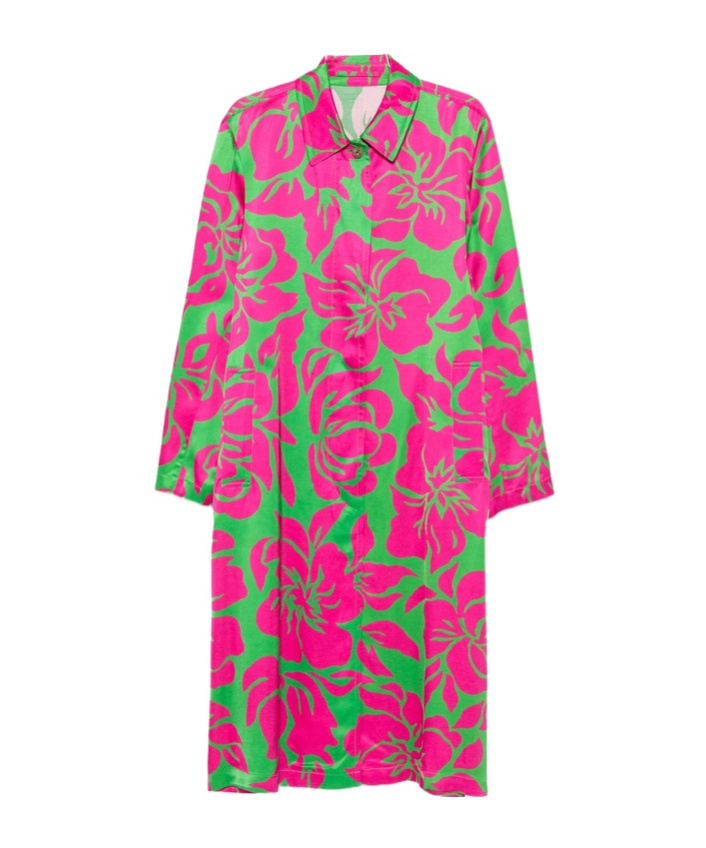 Dries Van Noten Raltonas Floral-print Satin-finish Dress In Pink