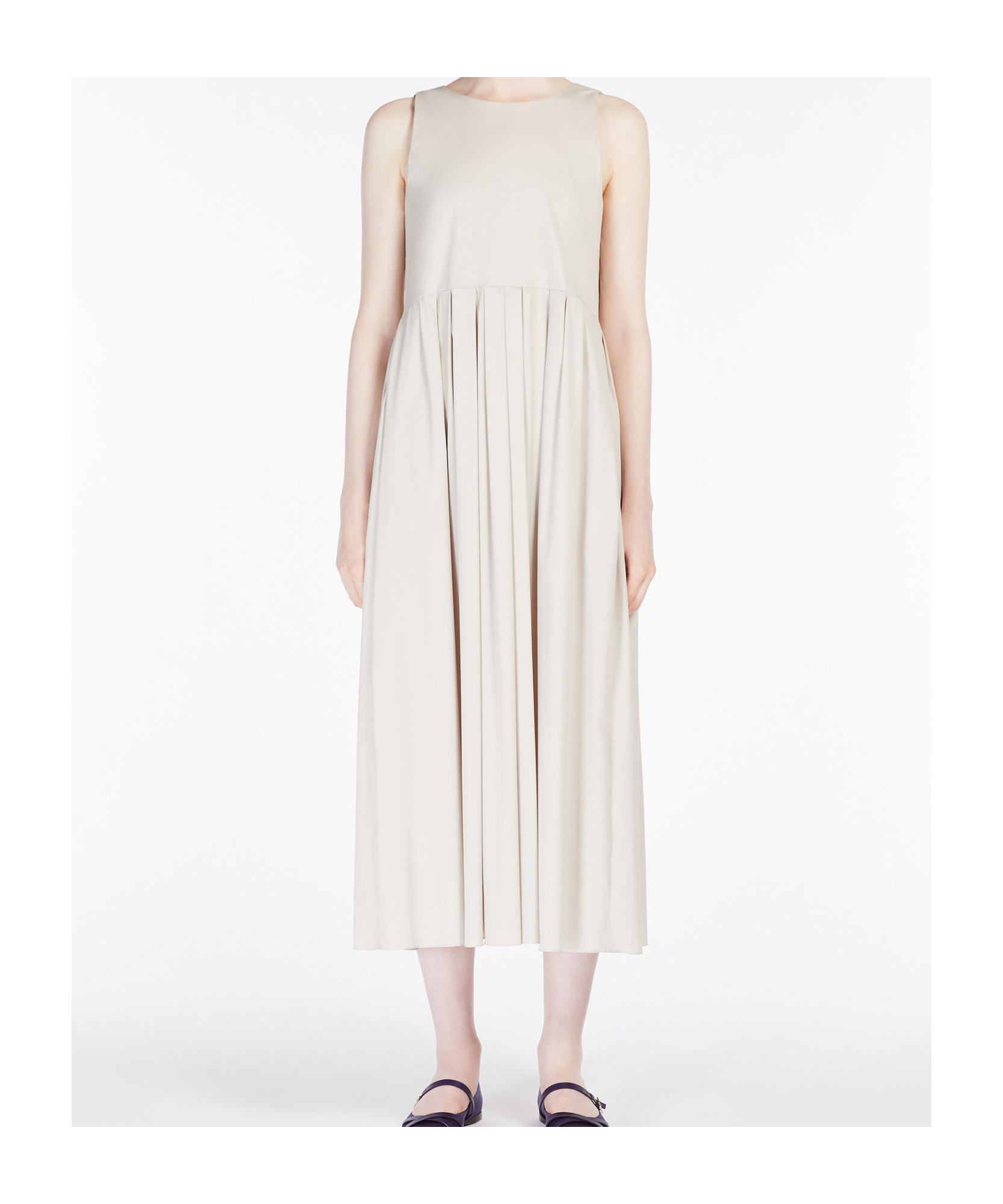 Max Mara Abito Smanicato In Popeline In White