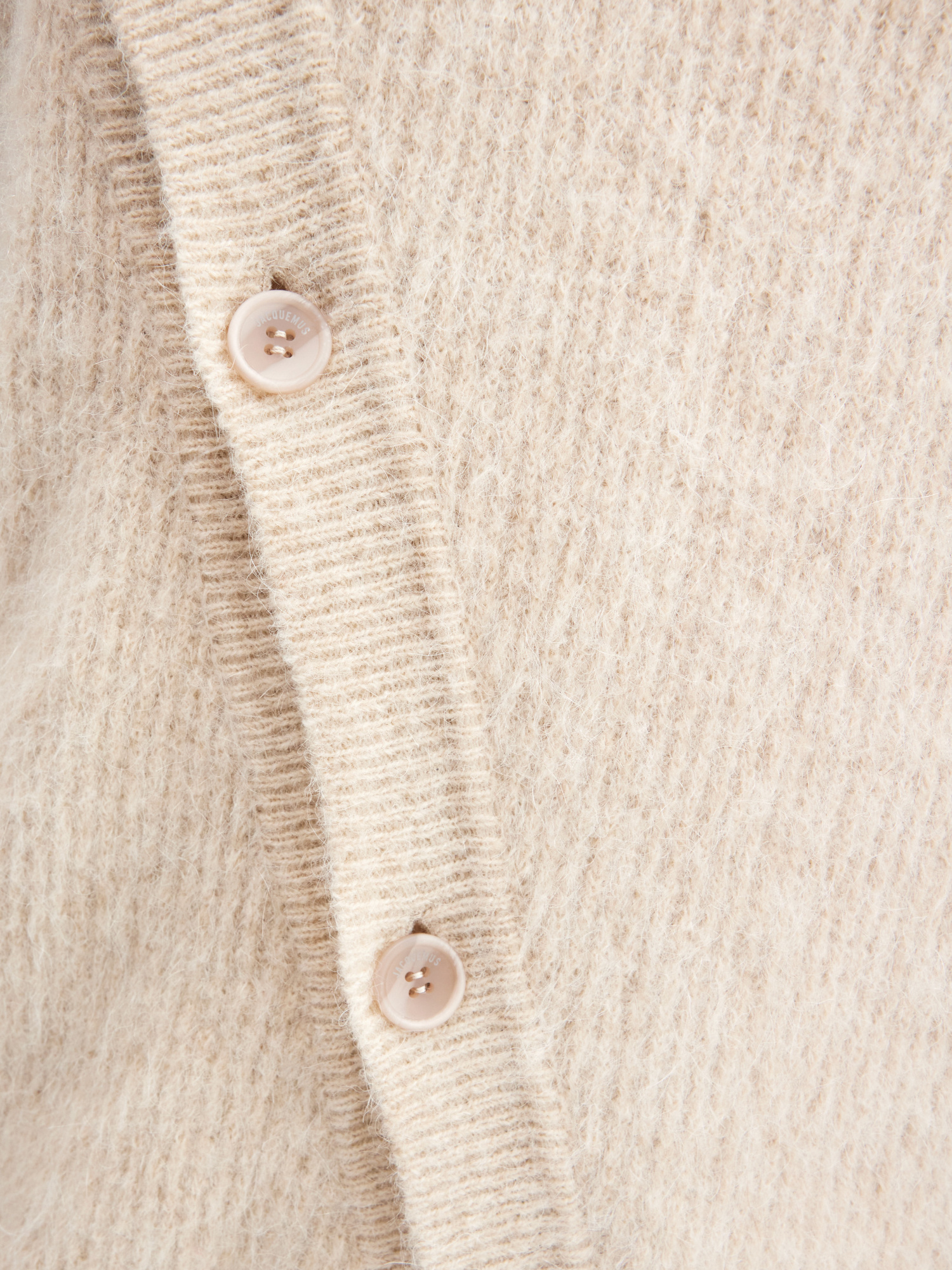 Jacquemus Asymmetrical Buttons Crewneck Knit Sweater In Nude