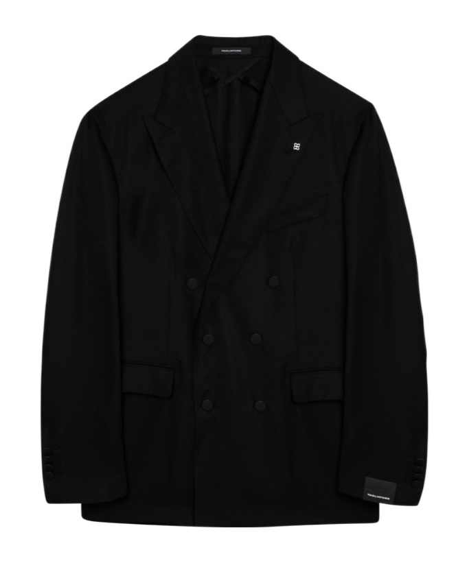 Tagliatore Wool Double Breasted Jacket With Notch Lapel In Black