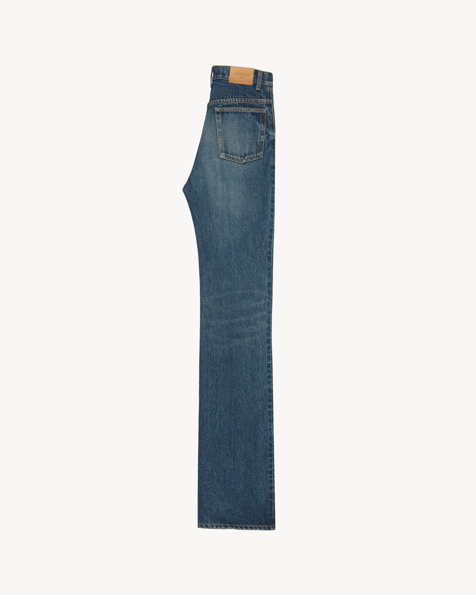 Saint Laurent Belt Loop Denim Trousers In Blue
