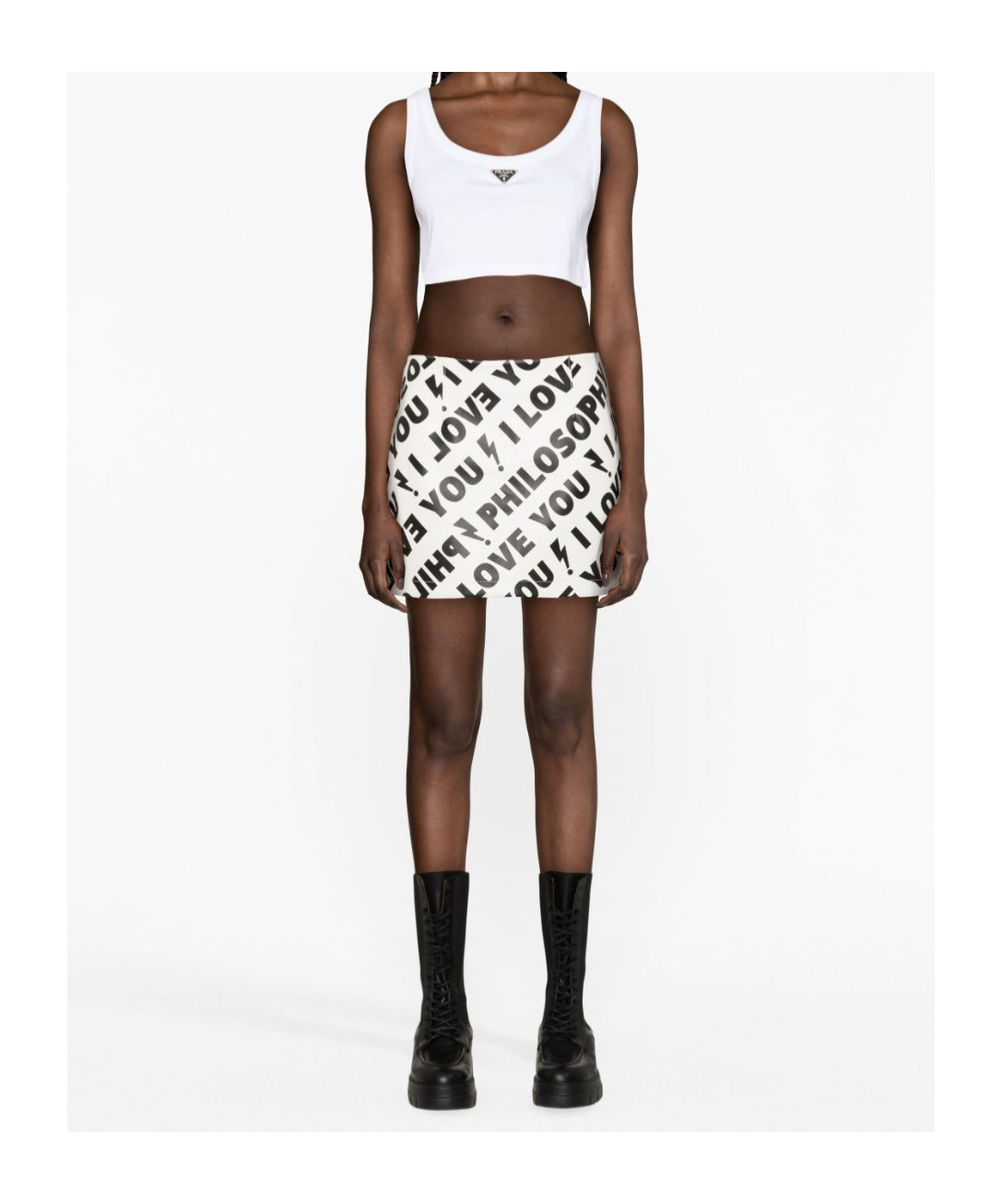 Philosophy Di Lorenzo Serafini Stunning White All Over Print Mini Skirt For Women In Yellow