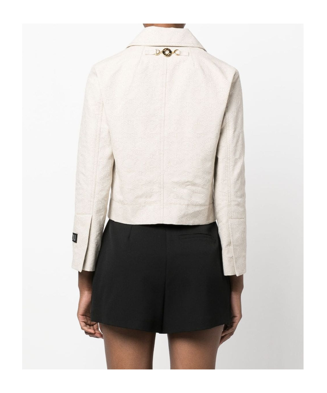 Patou Cropped Stitched Blazer With Long Sleeves In White