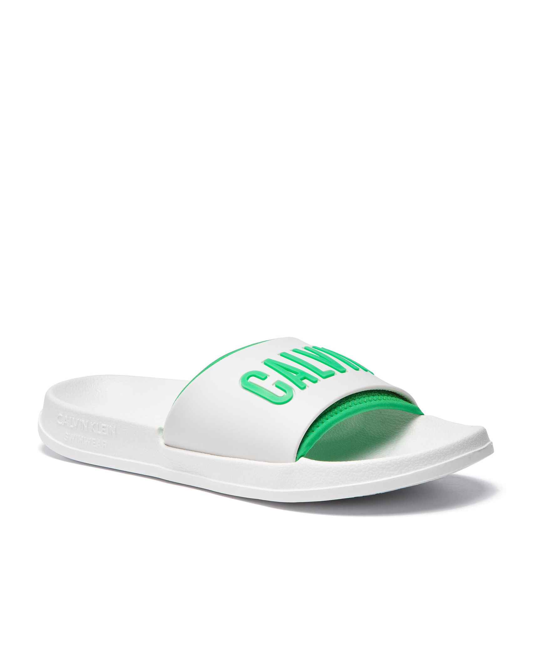Calvin Klein Logo Slippers In White
