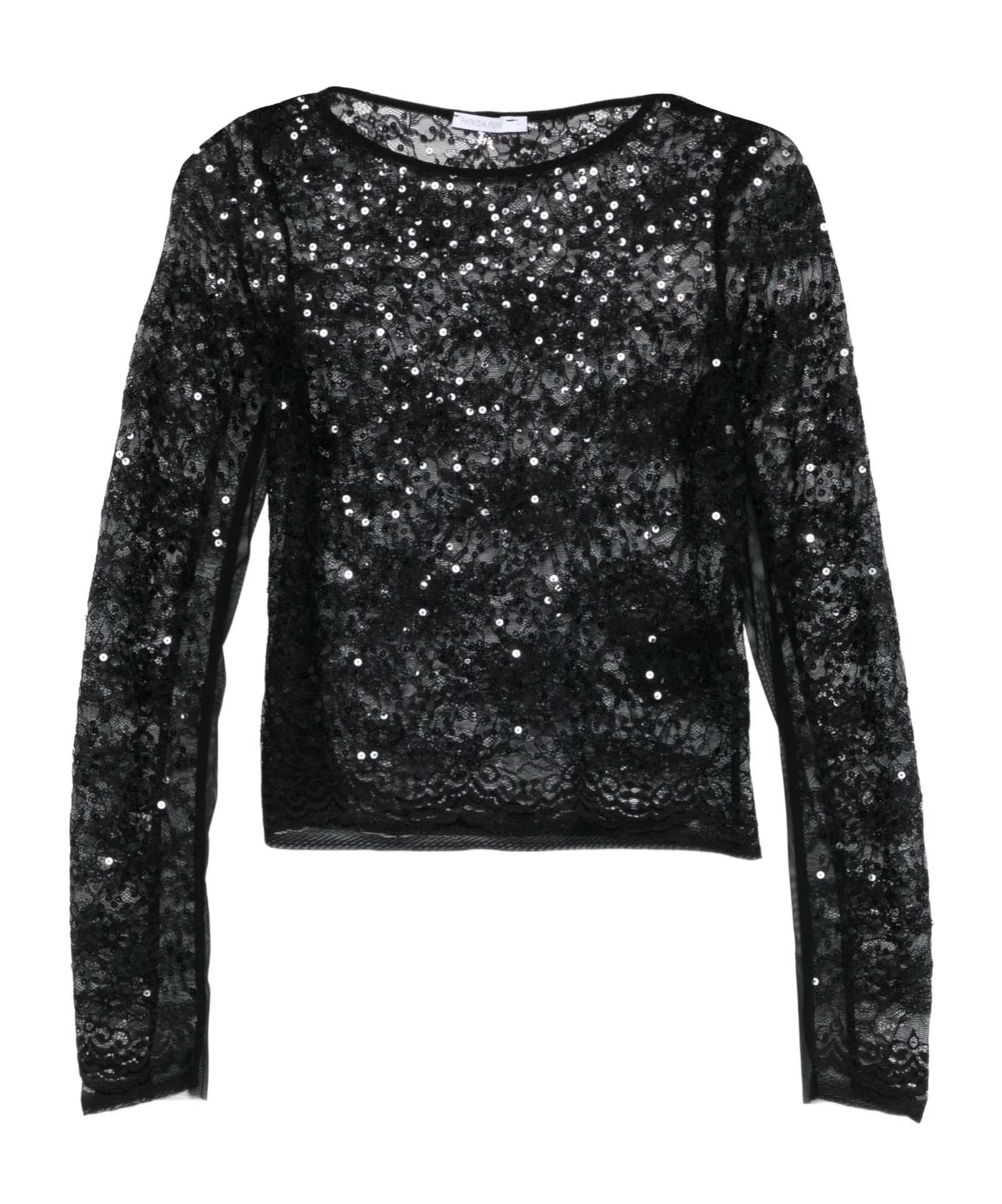 Patrizia Pepe Sequin-embellished Long-sleeved Top In Black