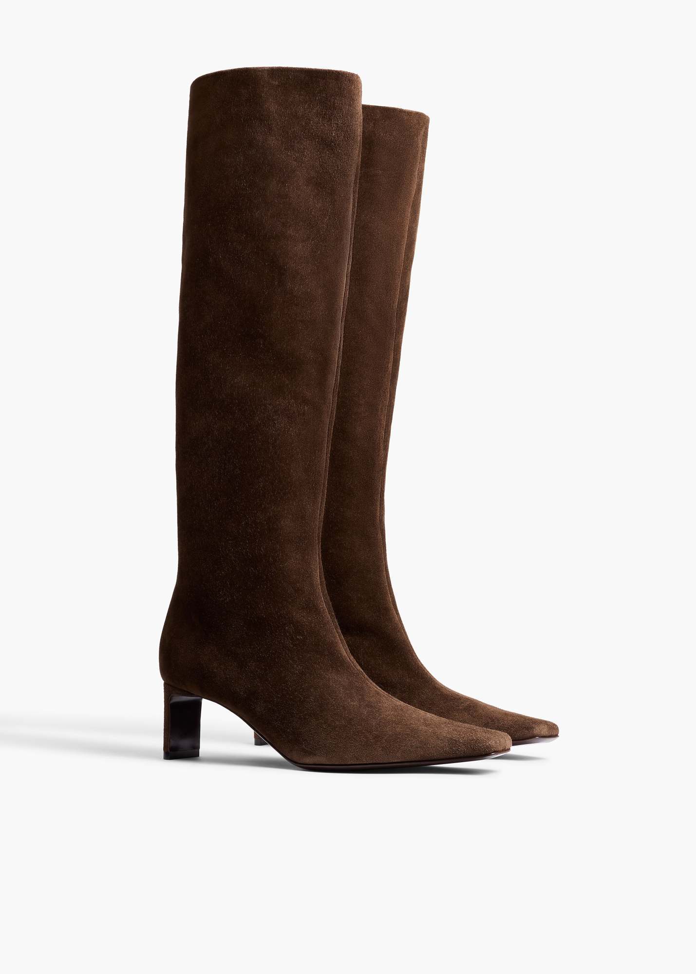 Khaite Ona Suede Stiletto Knee Boots In Brown