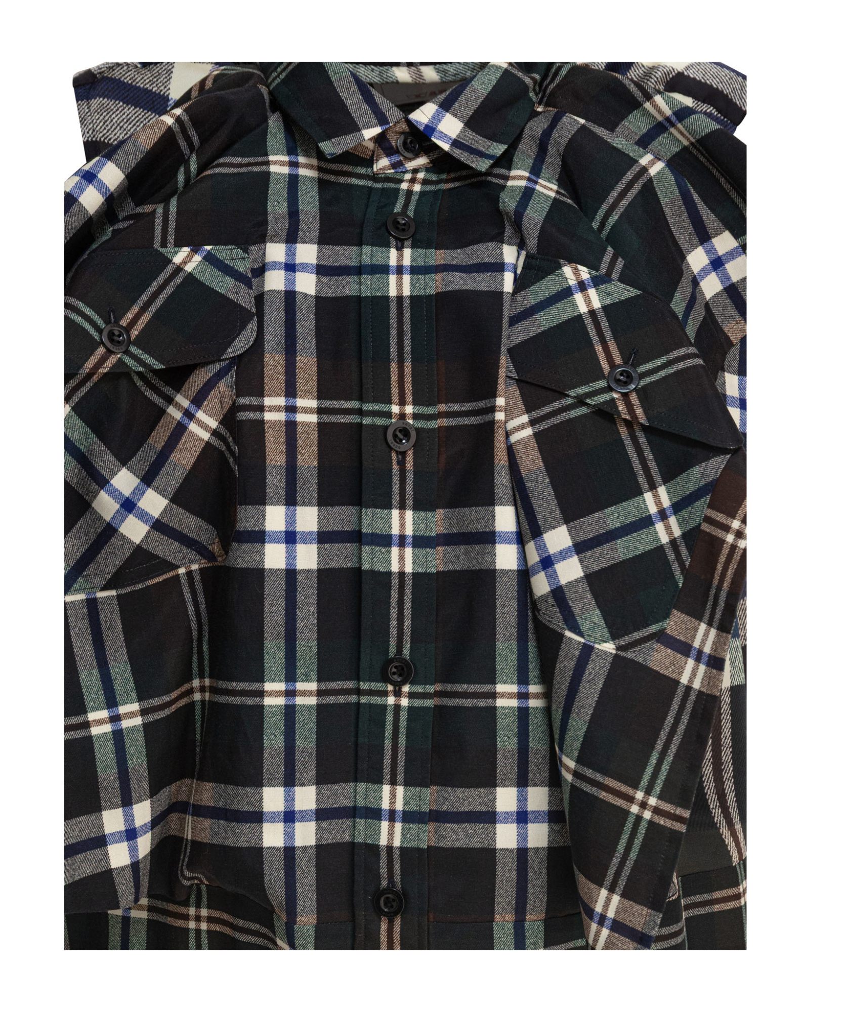 Sacai Dress Plaid Pattern Chest Pockets In Black