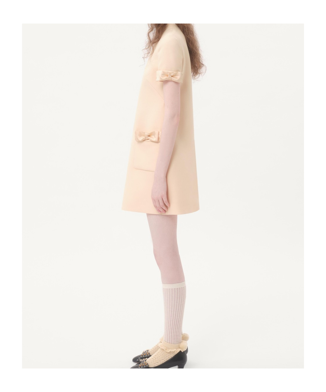 Valentino Womens Betulla Bow-embellishment Short-sleeves Wool And Silk Mini Dress In Nude