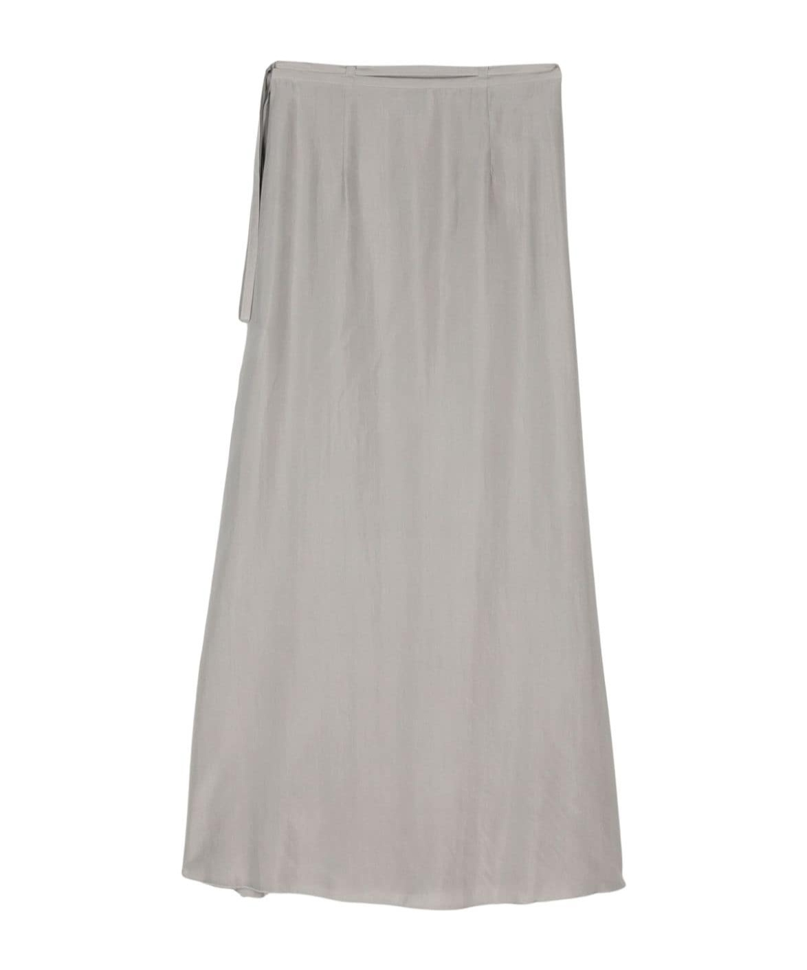 Shop Alysi Wrap Silk Maxi Skirt In Gray