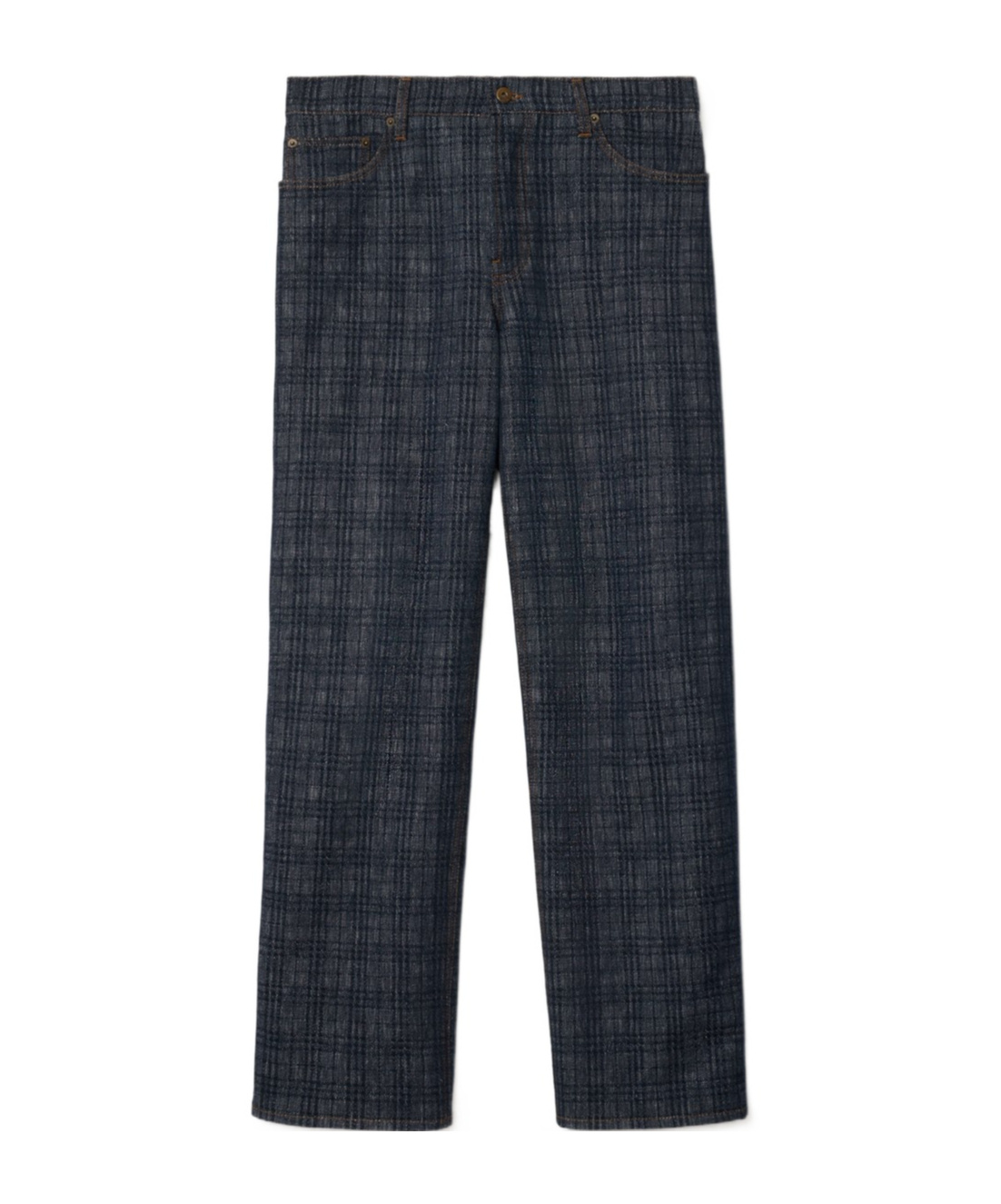Burberry Mens Check-print Straight-leg Denim Jeans Indigo Ip Check In Multi