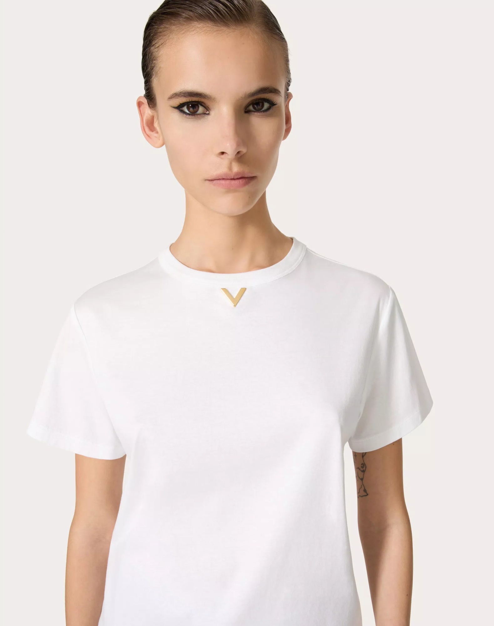 Shop Valentino Jersey Cotton T-shirt In White