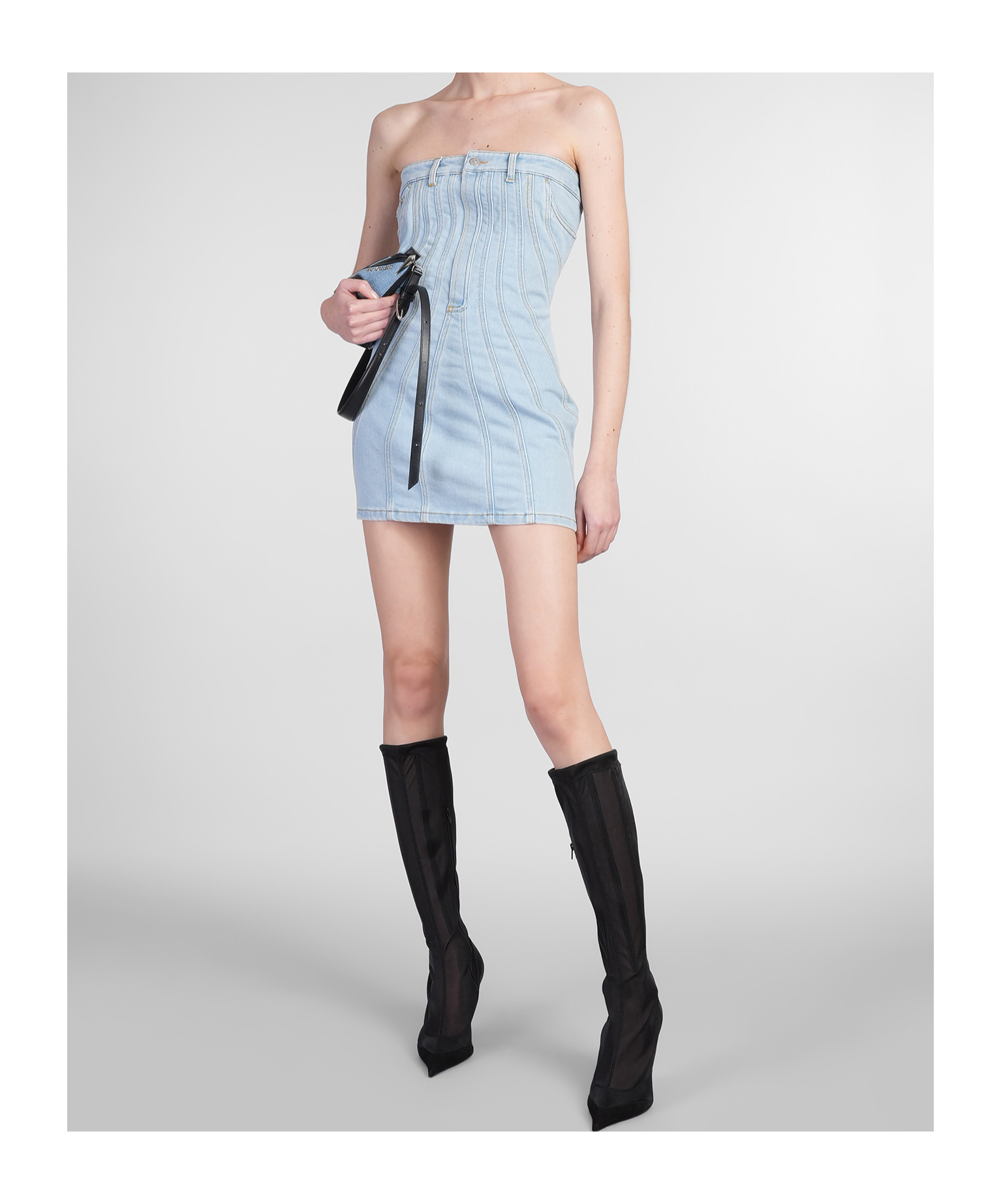 Mugler Mini Dress In Blue