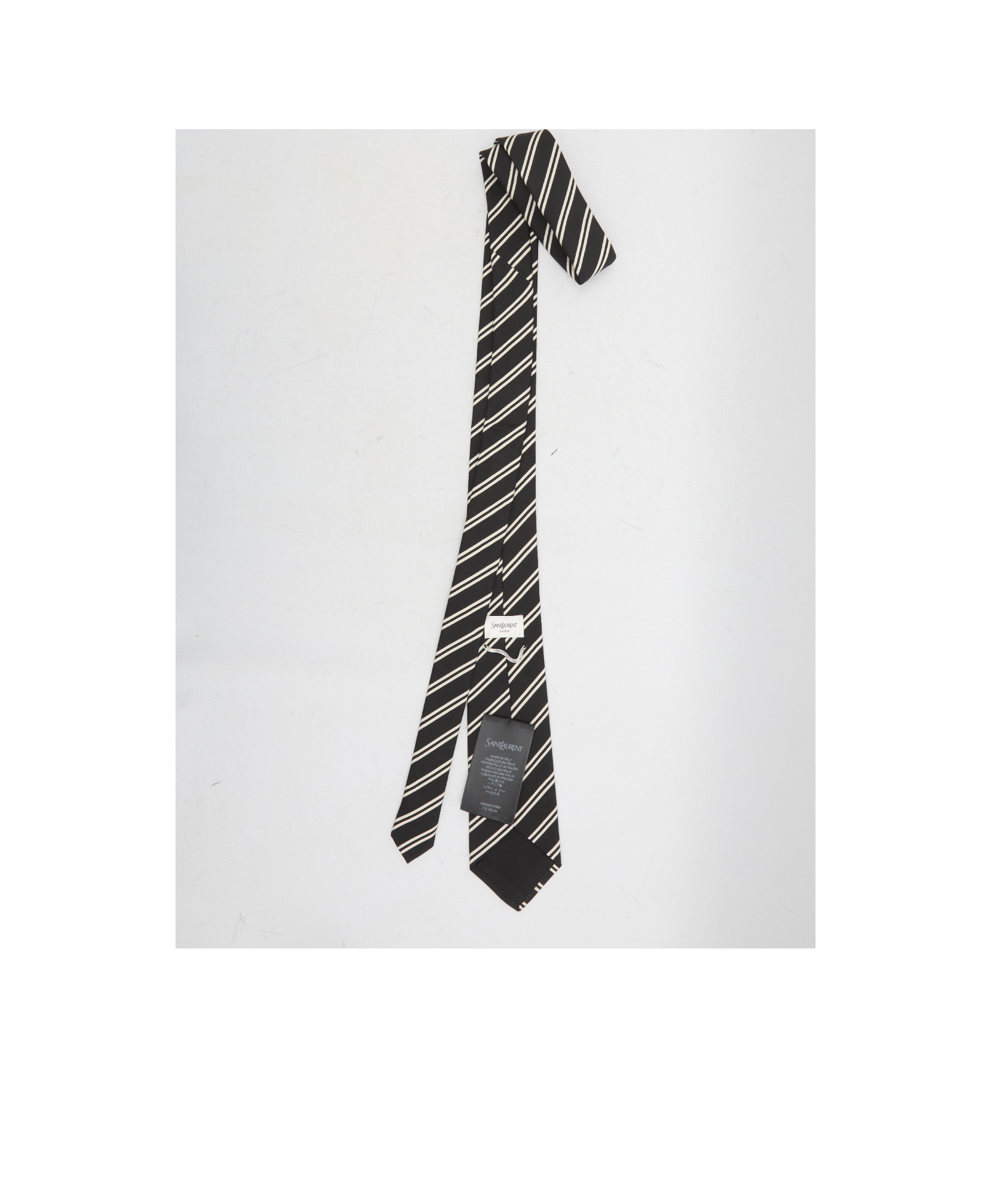 Saint Laurent Silk And Cotton Blend Tie In Black