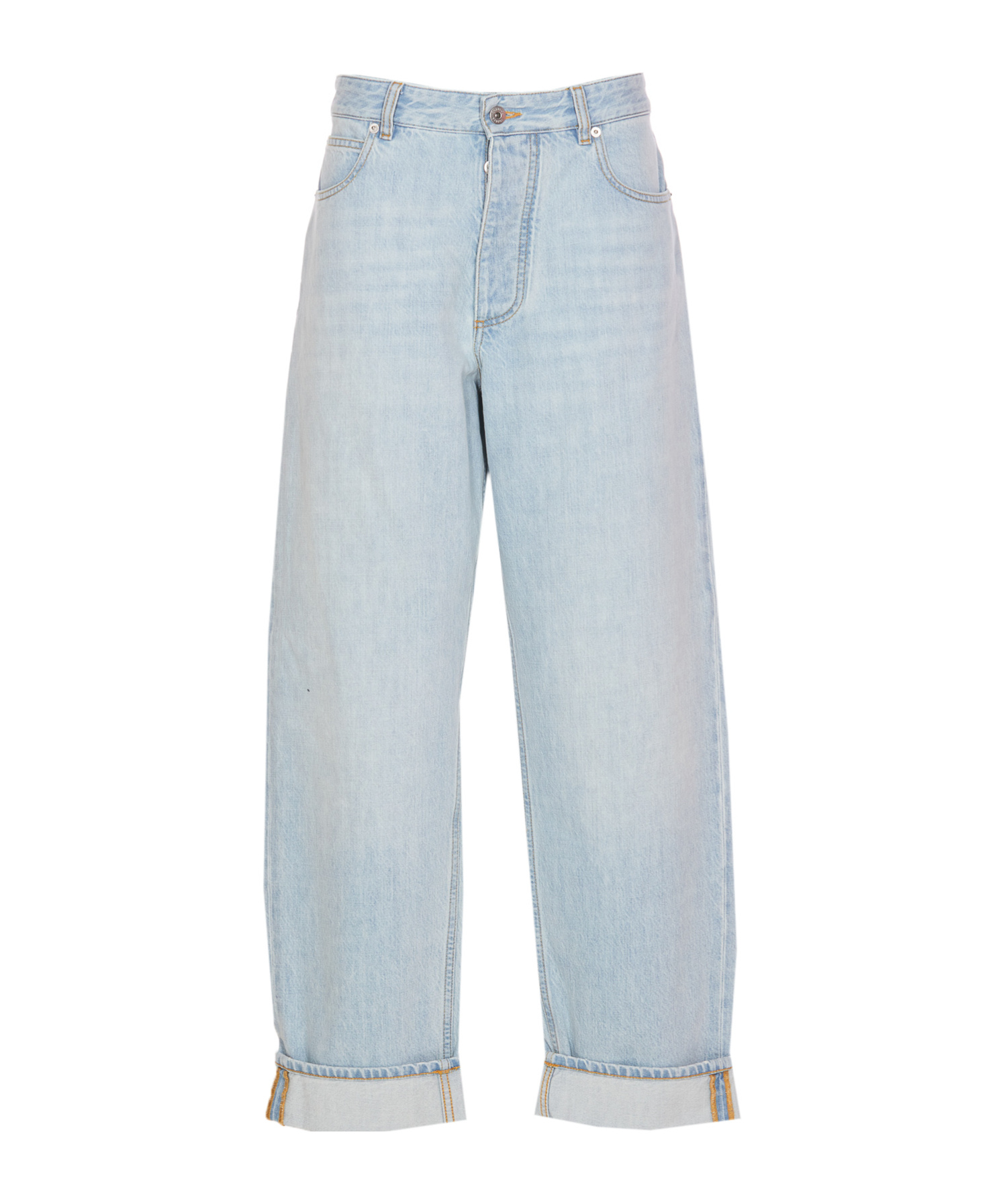 Shop Bottega Veneta Extra Bleached Turned Up Jeans In White