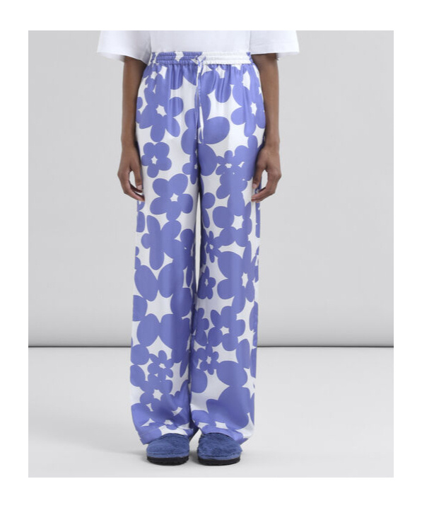 Marni Floral Trousers In Purple