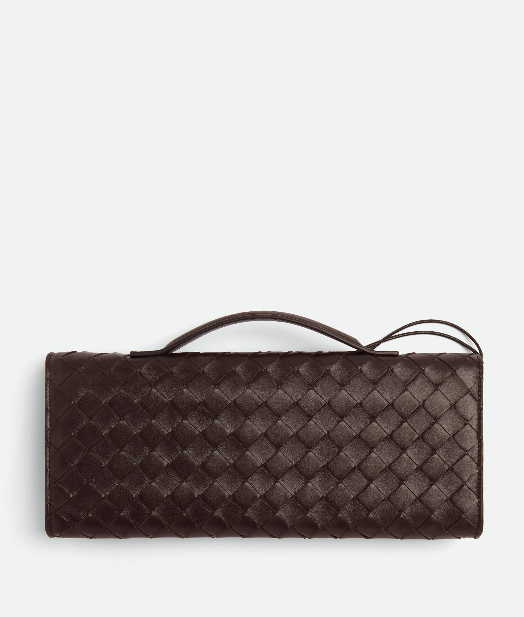 Bottega Veneta Women Leather Andiamo Clutch With Intrecciato Motif In Black