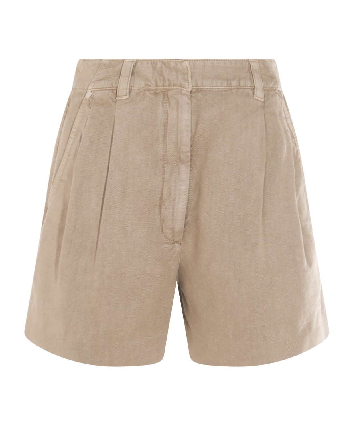 Shop Brunello Cucinelli Beige Cotton And Linen Blend Shorts