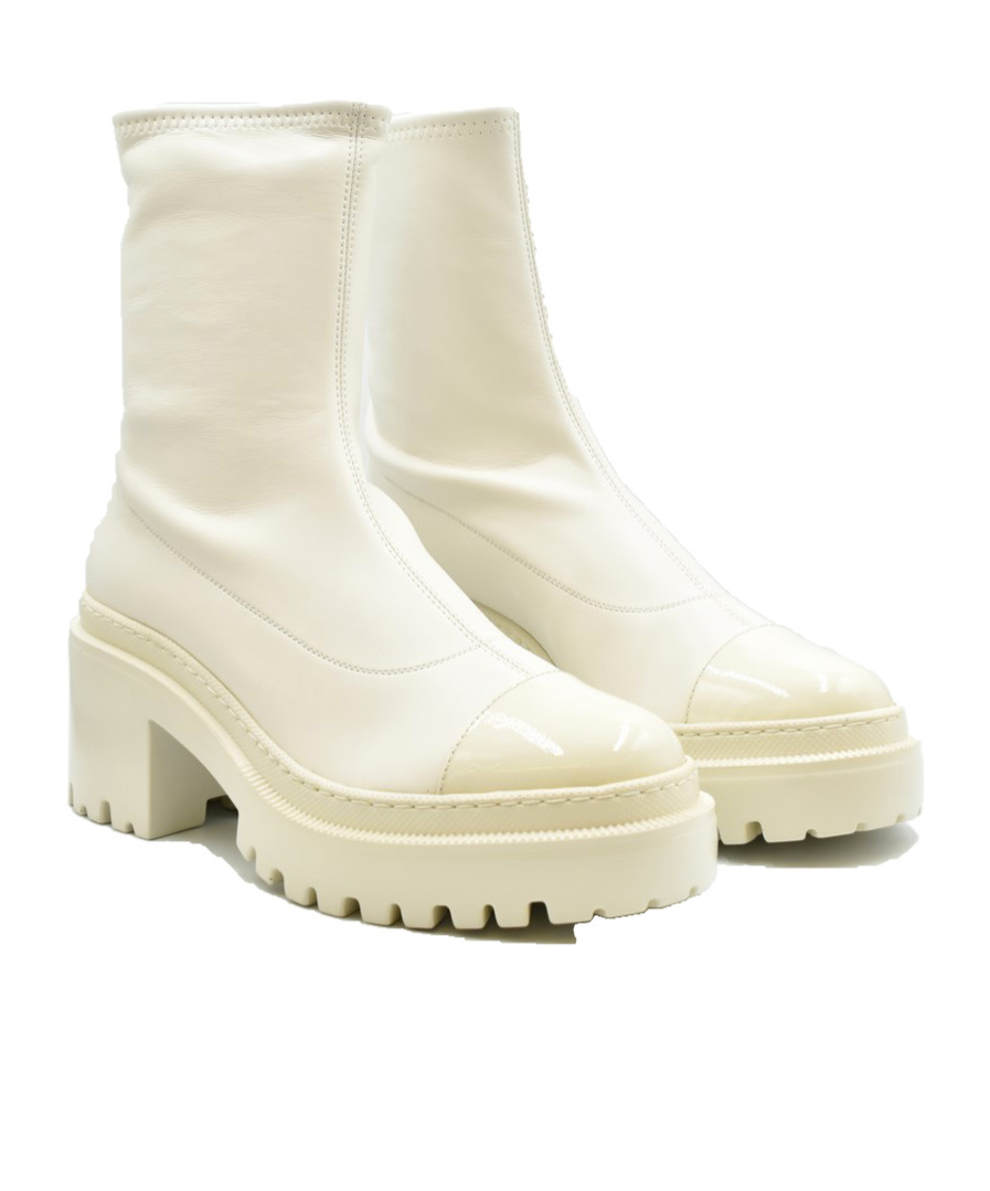 Giuseppe Zanotti Multicolor Leather Ankle Boots With Block Heel In White