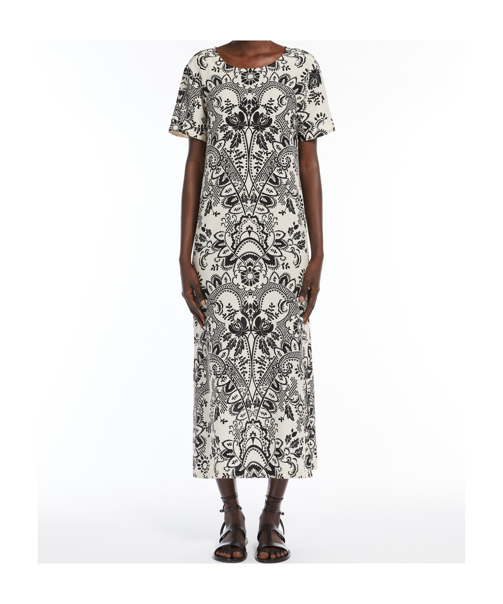 Weekend Max Mara Vela Allover Patterned Midi Dress In White