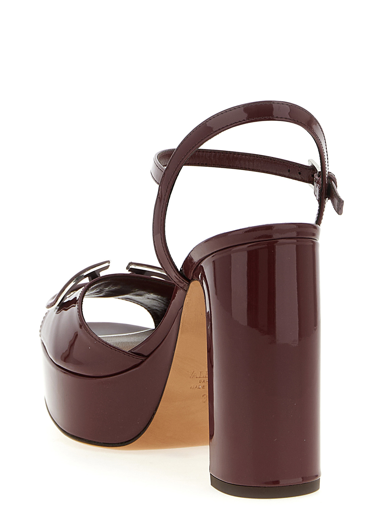 Valentino Garavani Vlogo Signature Sandals In Burgundy