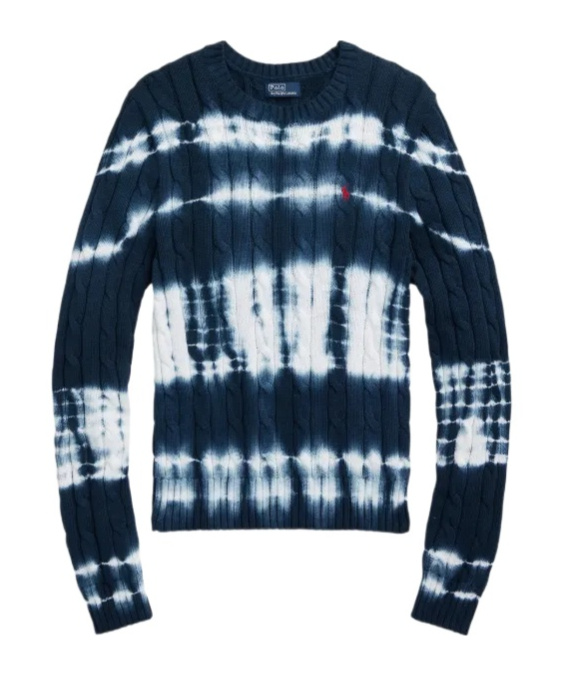 Polo Ralph Lauren Cable-knit Tie-dye Sweater In Blue