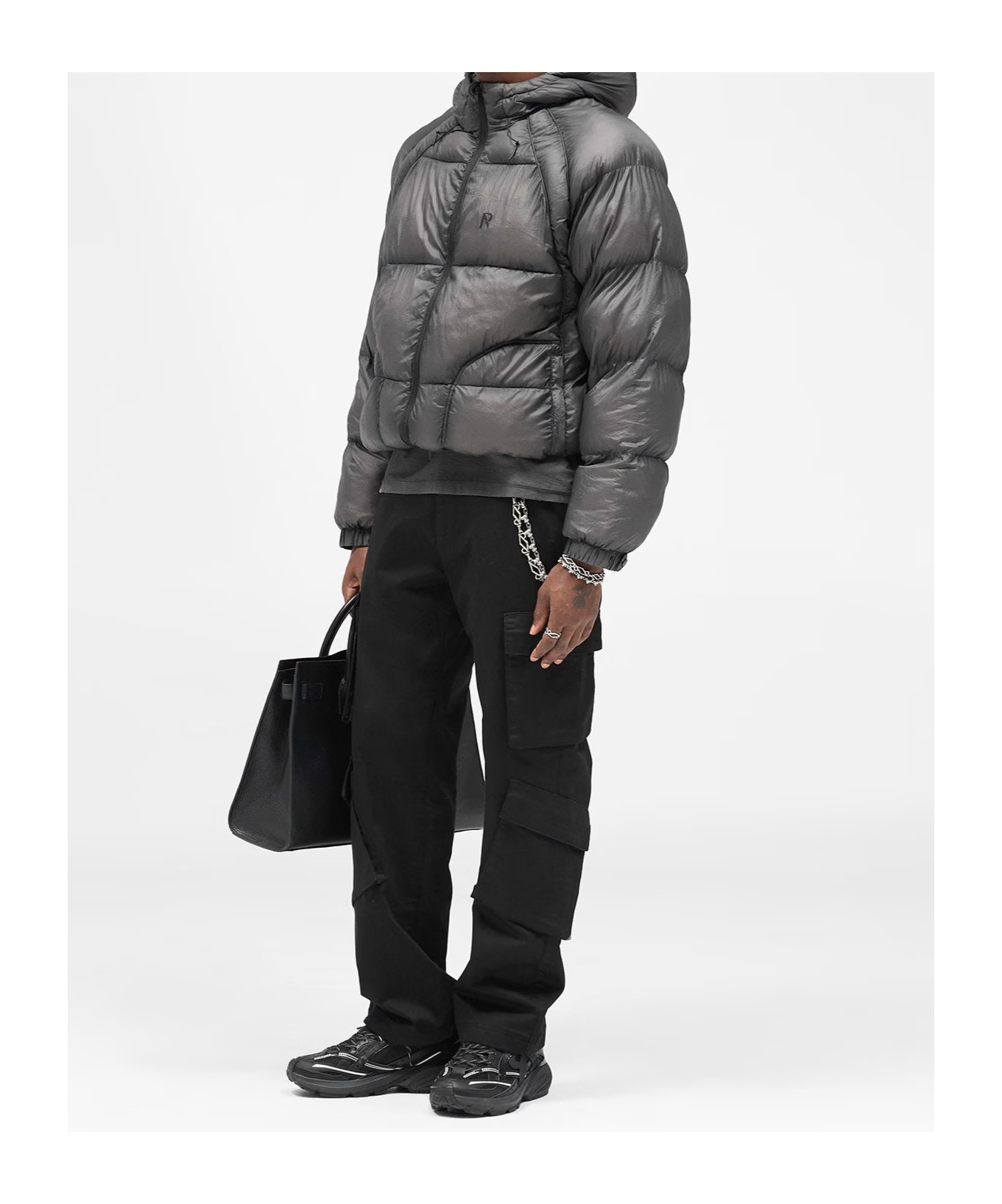 Represent Down Jacket With Logo In Black