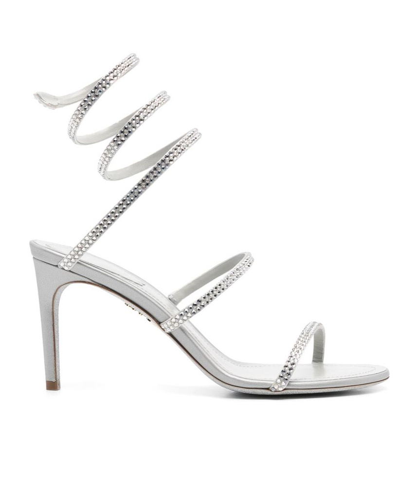 René Caovilla Womens Rene Caovilla Cleo Crystal-embellished Leather Heeled Sandals In Gray