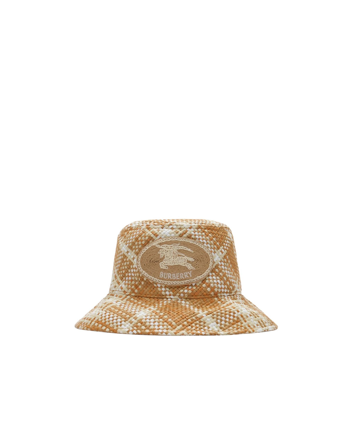 Burberry Knight Stamp Raffia-effect Bucket Hat In Orange