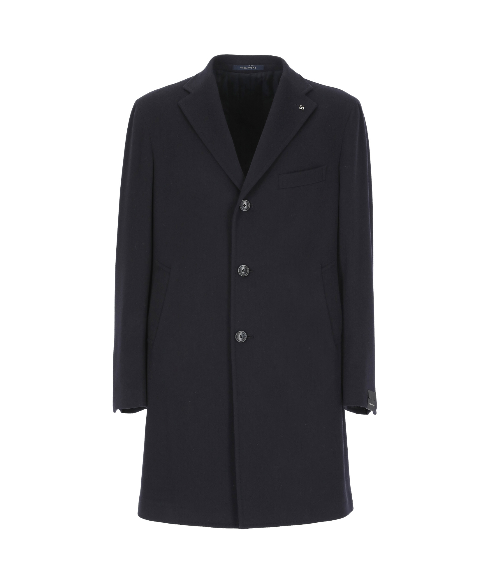 Tagliatore Single-breasted Cut-off Coat With Cashmere Blend In Black