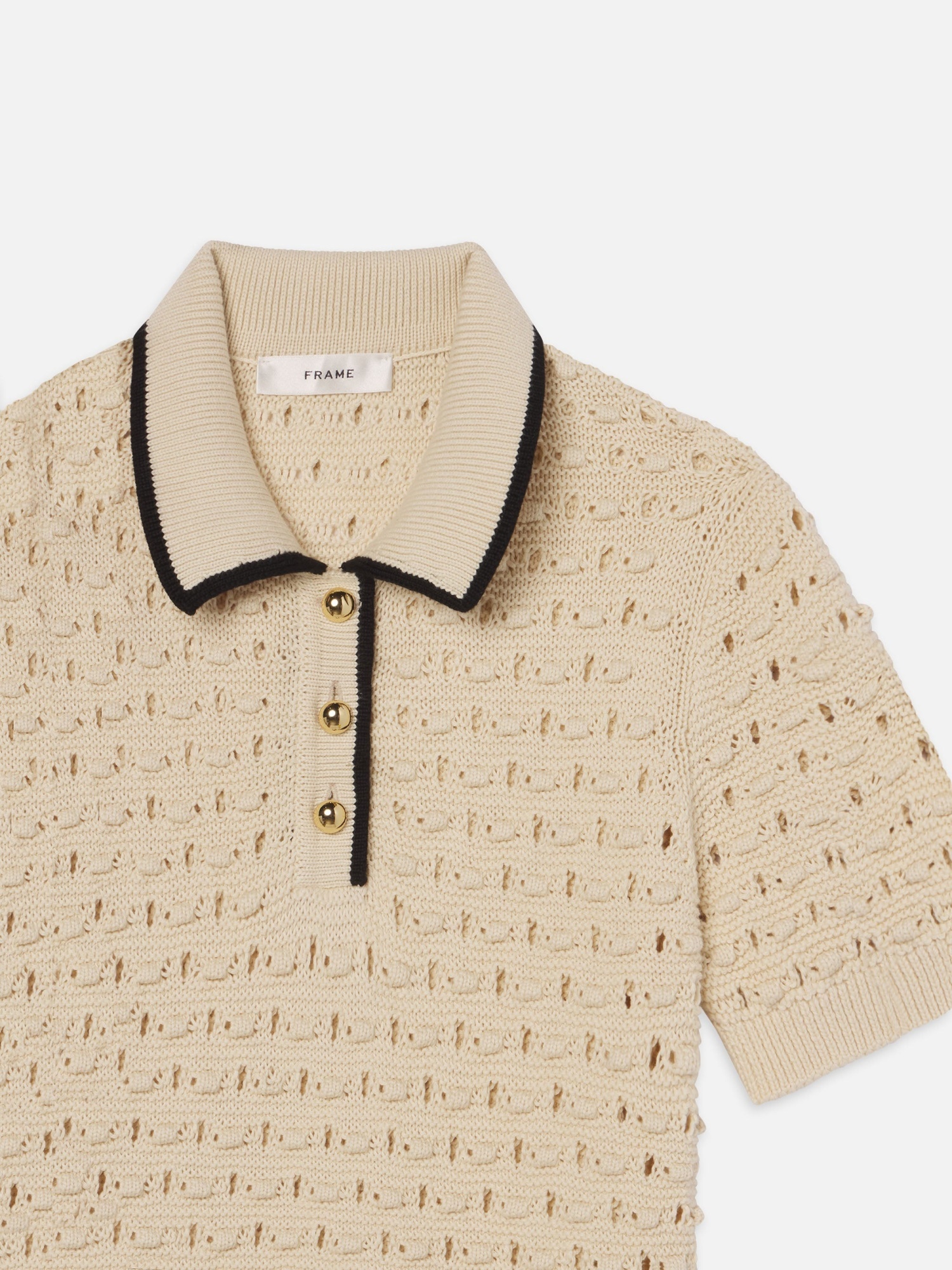 Frame Short-sleeved Knitted Polo Shirt In Brown