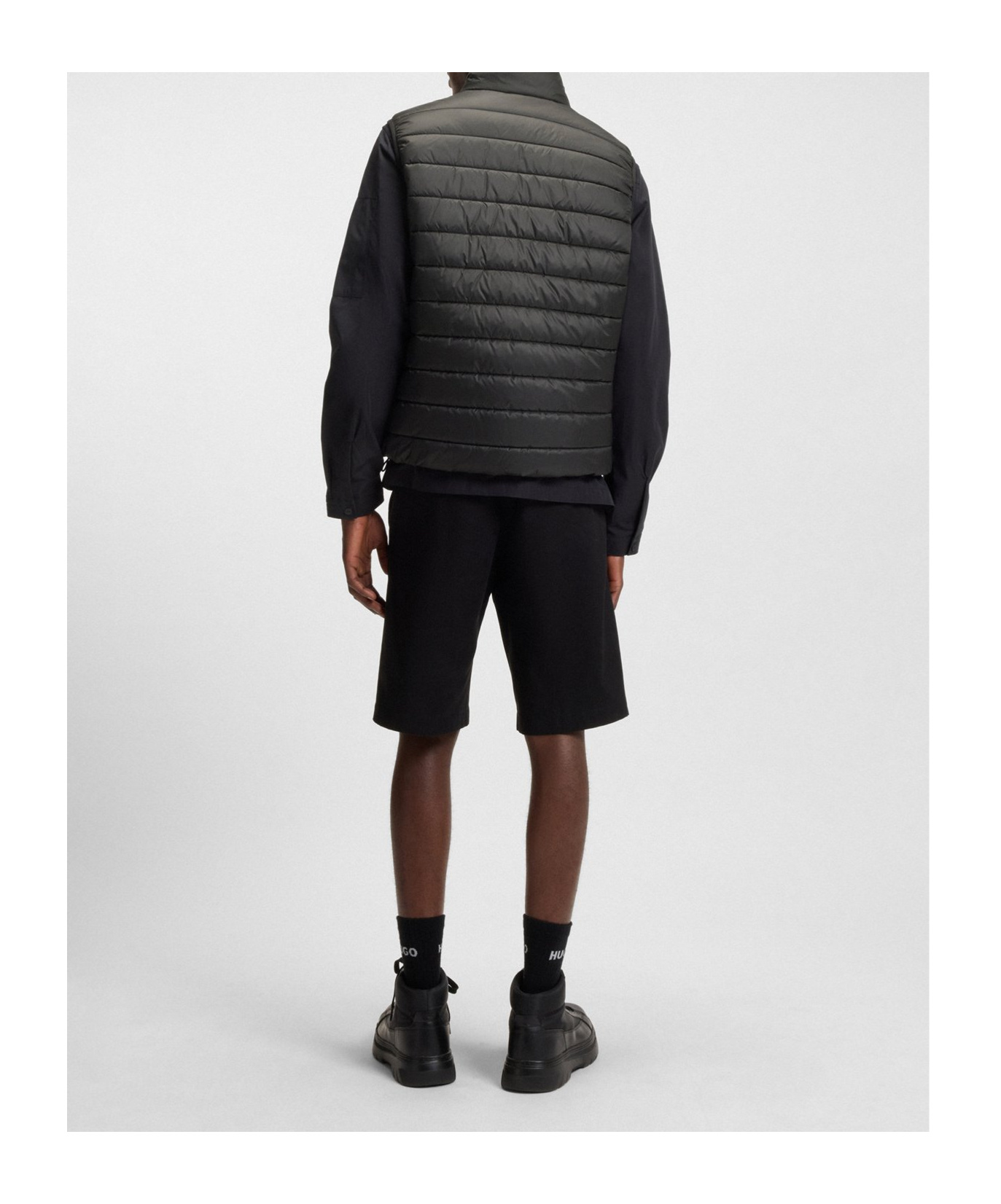 Hugo Boss Water-repellent Gilet With Logo Print In Black