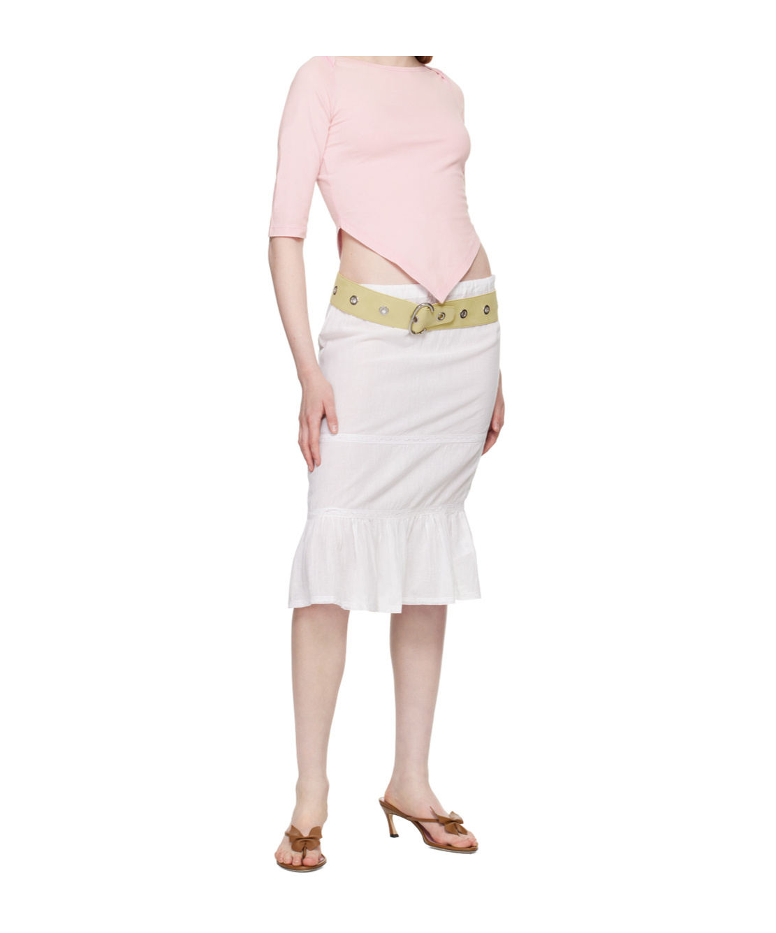 Gimaguas White Swan Midi Skirt In White