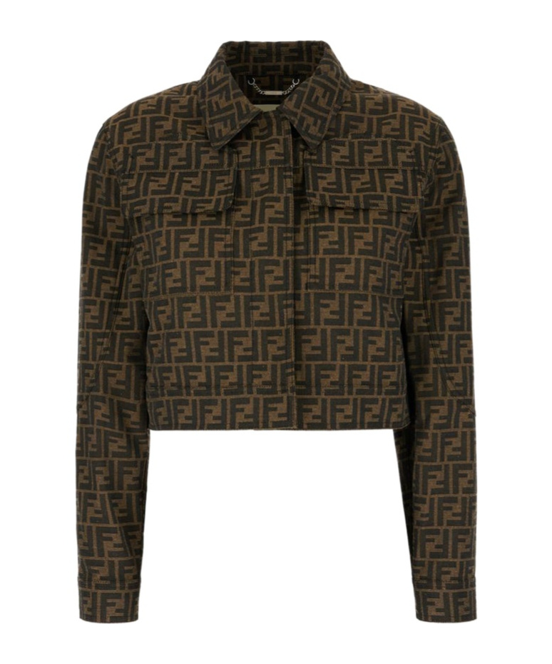 Shop Fendi Ff-motif Cropped Jacket In Black