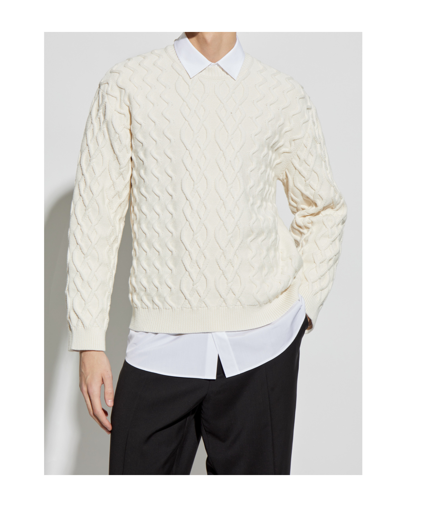 Moschino Crewneck Knitted Sweater In White