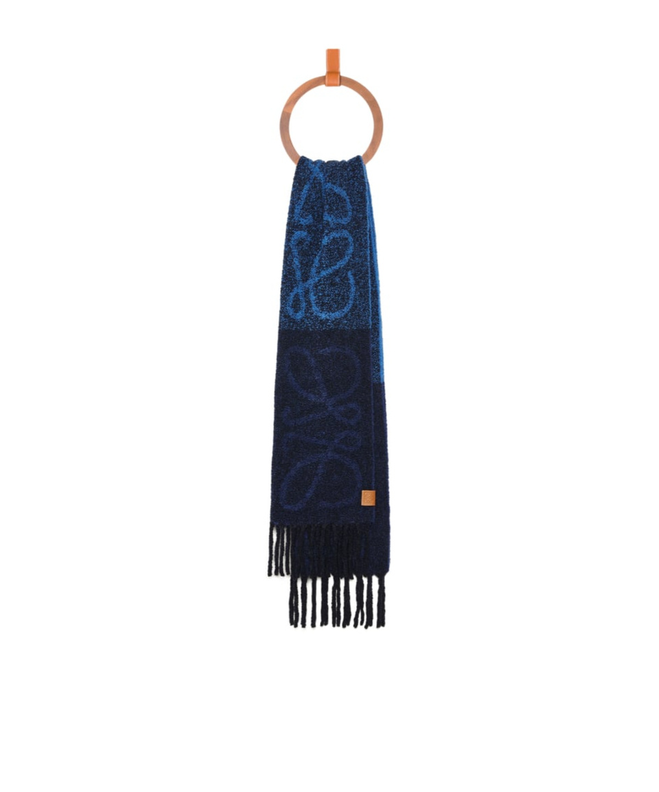 Shop Loewe Anagram Scarf In Alpaca And Wool In Black