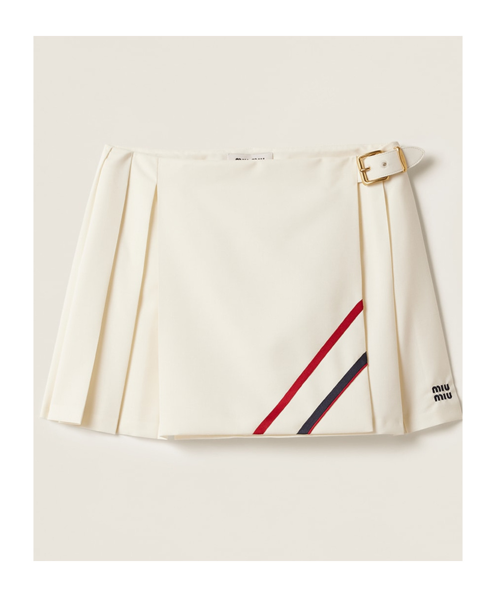 Miu Miu Pleated Mohair Fabric Mini-skirt In White