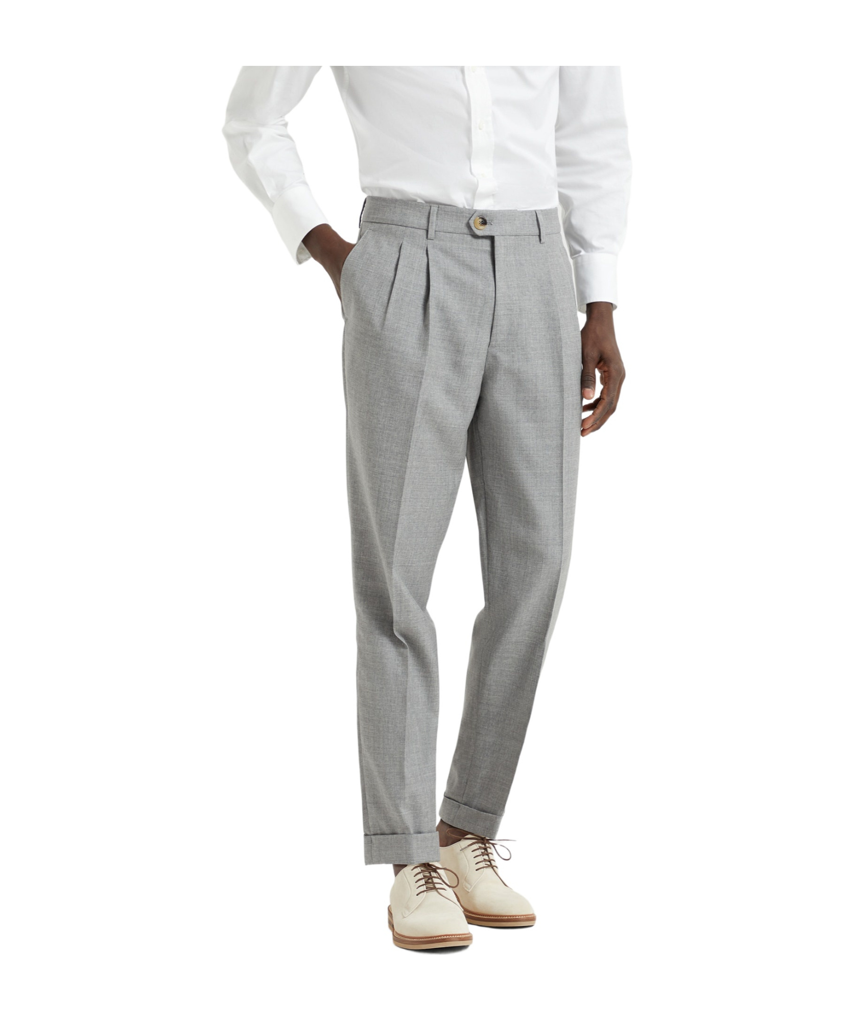 Brunello Cucinelli Double-pleated Casual Pants In Gray