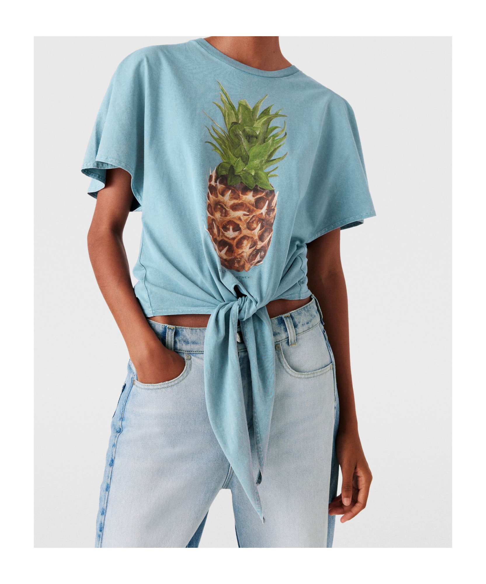 Stella Mccartney Pineapple Neck T-shirt In Blue