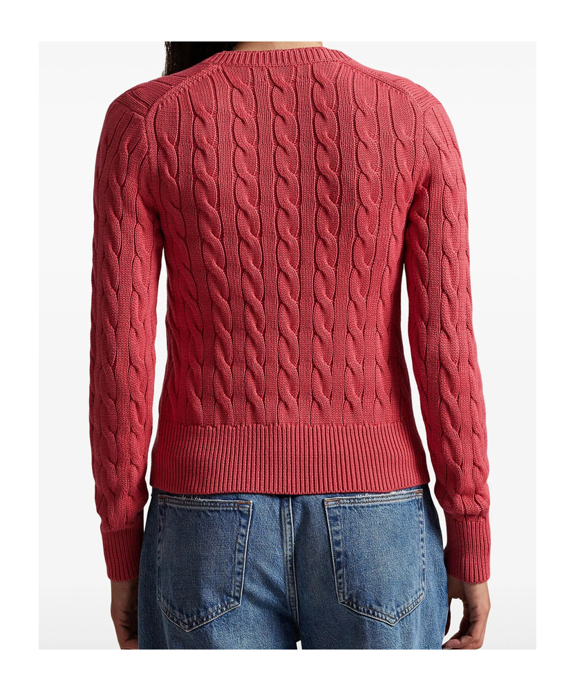 Polo Ralph Lauren Cable-knit Long-sleeve Cardigan In Red