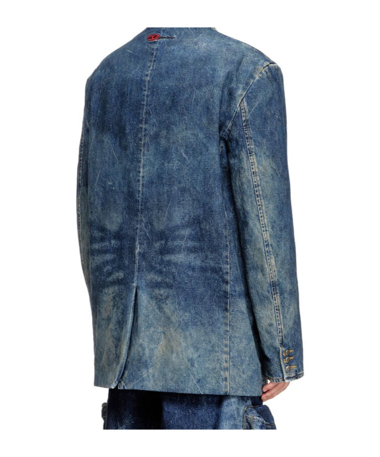 Diesel Blazer In Hand-treated Dirty Denim In Blue