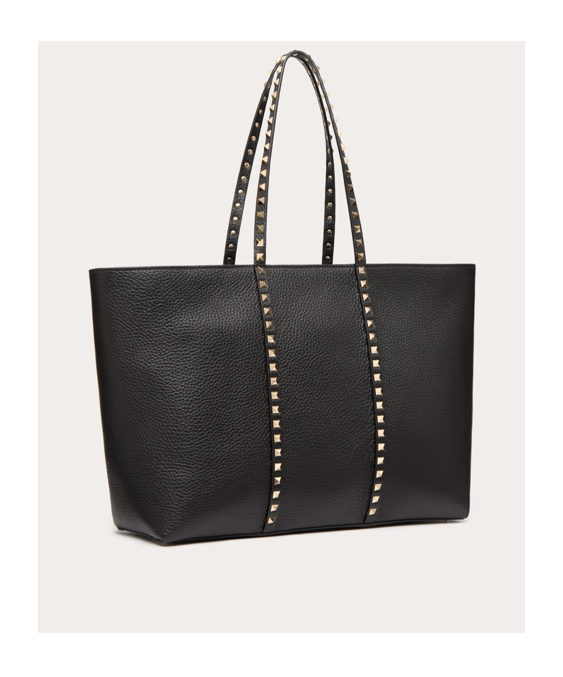 Shop Valentino Garavani Rockstud Shopping Bag In Grainy Calfskin In Black
