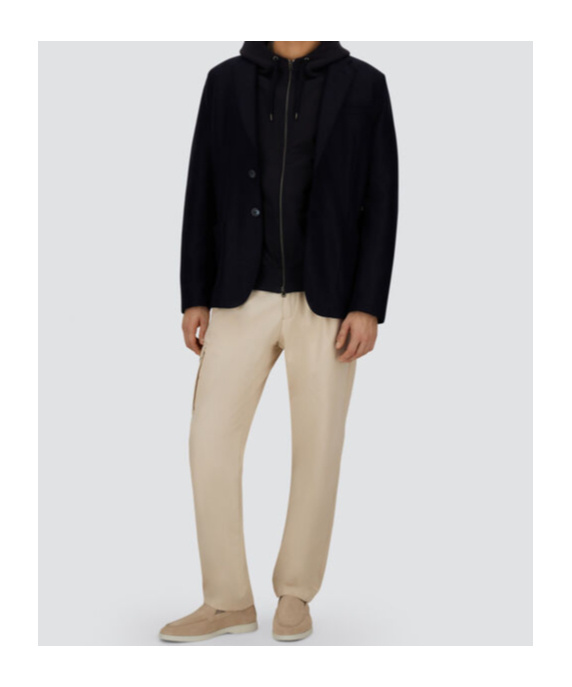 Herno Resort Jacket In Knit Effect Interlock And Travel Nylon Ponente In Blue