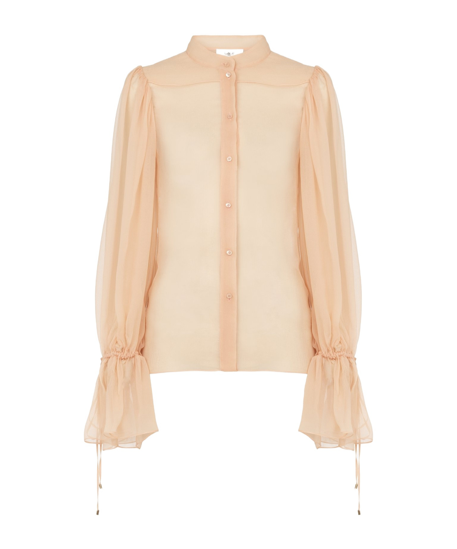 Chloé Sheer Fabric Blouse Drawstring Cuffs In Nude