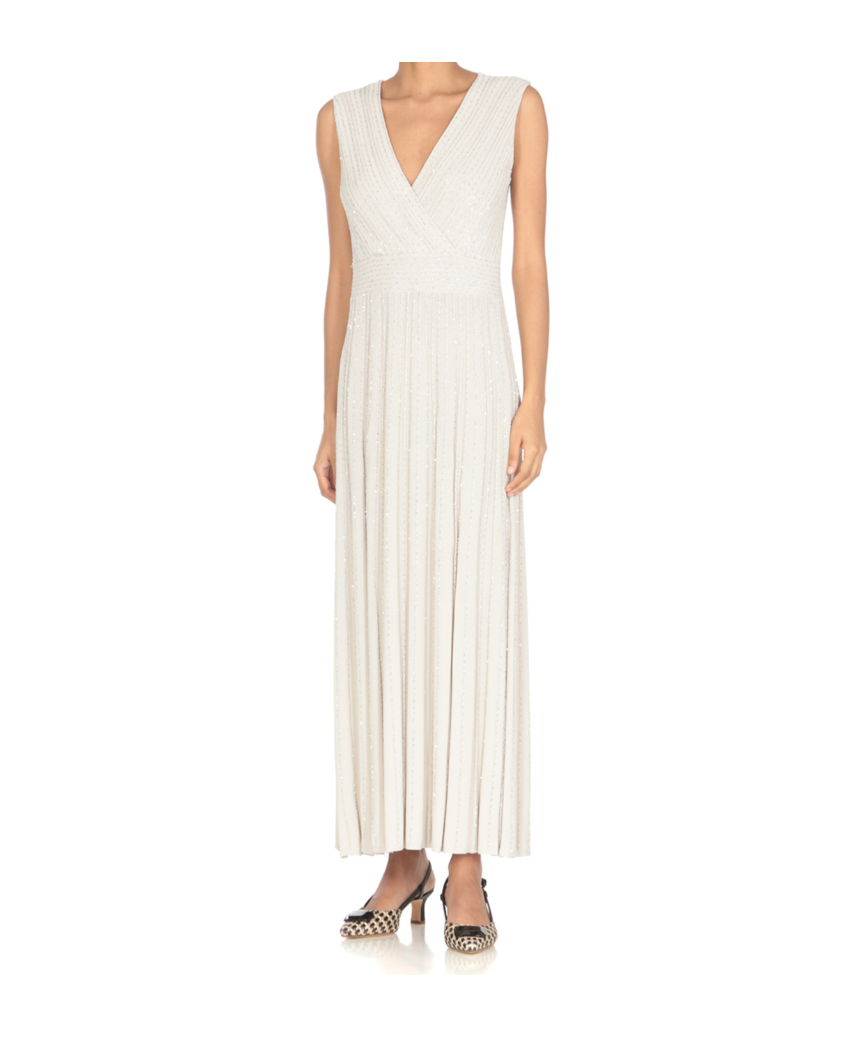 D Exterior Dress With Paillettes In Neutral