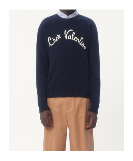 Valentino Logo-embroidered Wool Sweater In Black