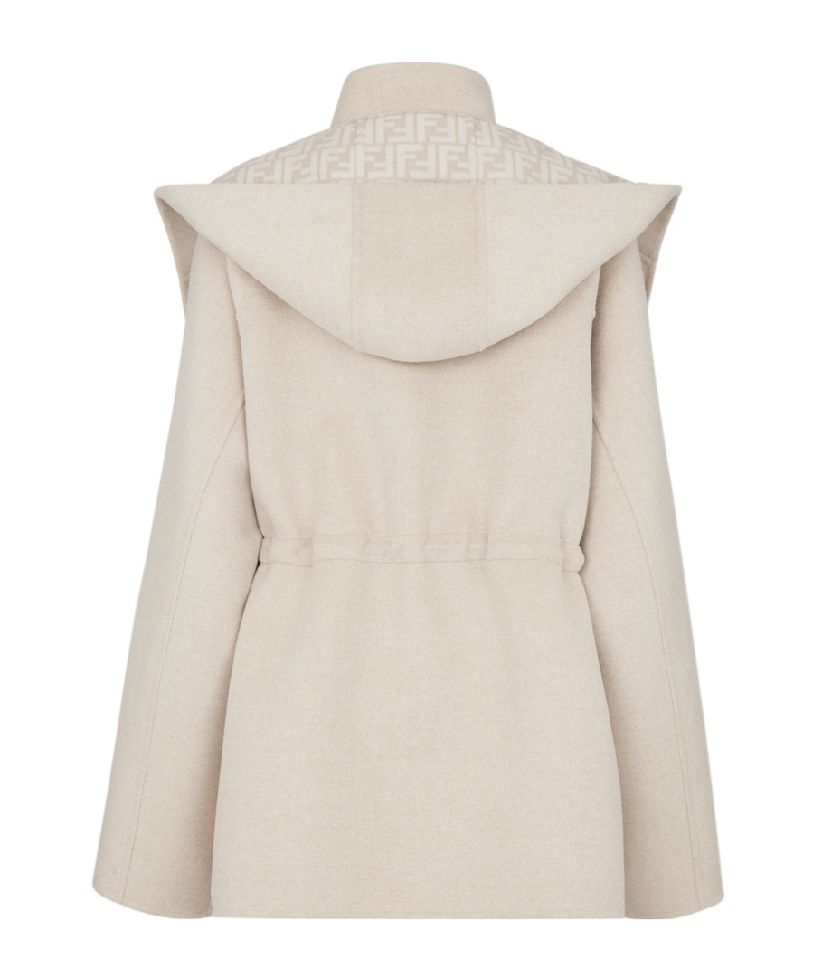 Fendi Ff Wool Parka Puffer Jackets Beige In Nude